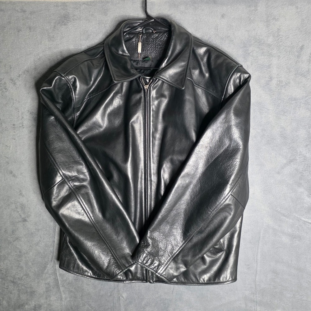 Danier Leather Jacket Mens 40-42 Black Genuine Leather Full Zip Coat Canada